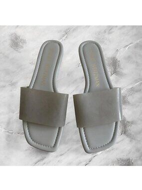STUART WEITZMAN Light Gray Slide Flats Sandals Size 7
